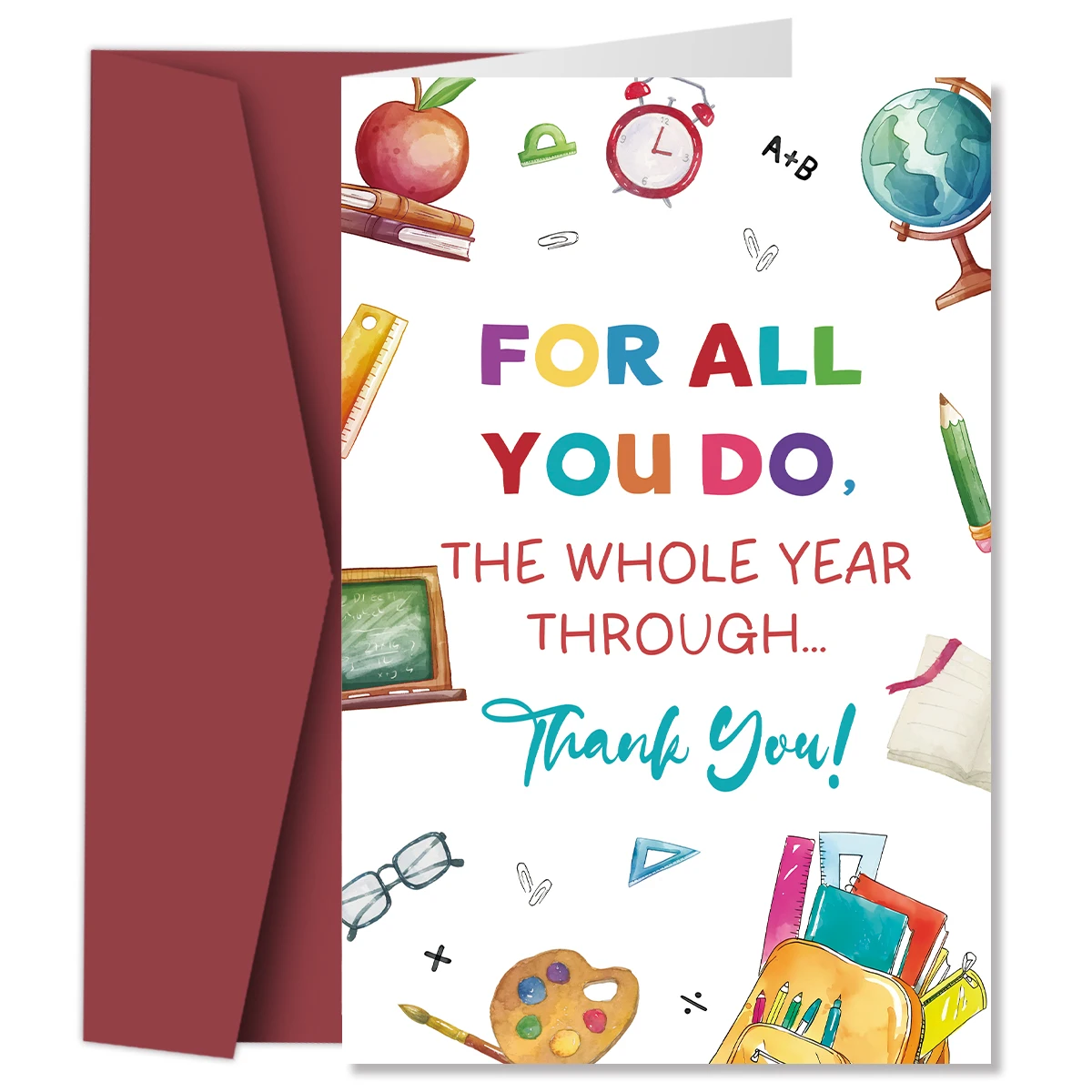 New Teacher Appreciation Card,Teacher's Birthday Christmas Gift,For All You Do The Whole Year Through,Thank You Card for Teacher