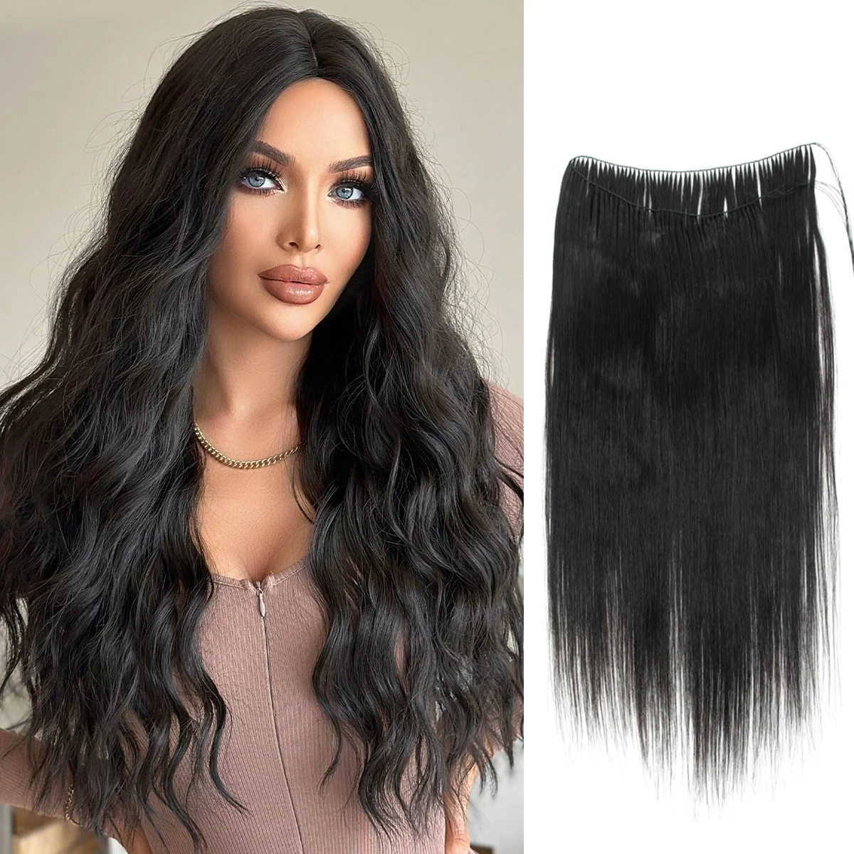 VADES Invisible Feather Hair Extensions Human Hair Long Straight Hair Extension Natural Sew In Microring Hair Weft for Women