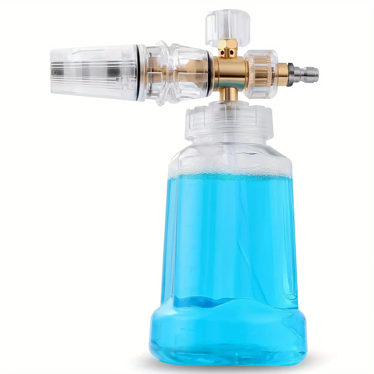 

High Pressure Adjustable Foam Cannon 1/4" Quick Connect with Thickened Transparent Bottle & Multi-Angle Spray for Auto Cleaning