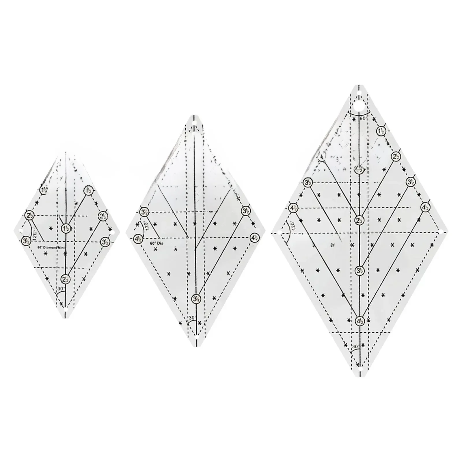 60 stopni diamentowy szablon do pikowania Patchwork linijka do szycia wielofunkcyjny szablon Sampler dla majsterkowiczów pikowanie akcesoria do szycia — zdjęcie 2