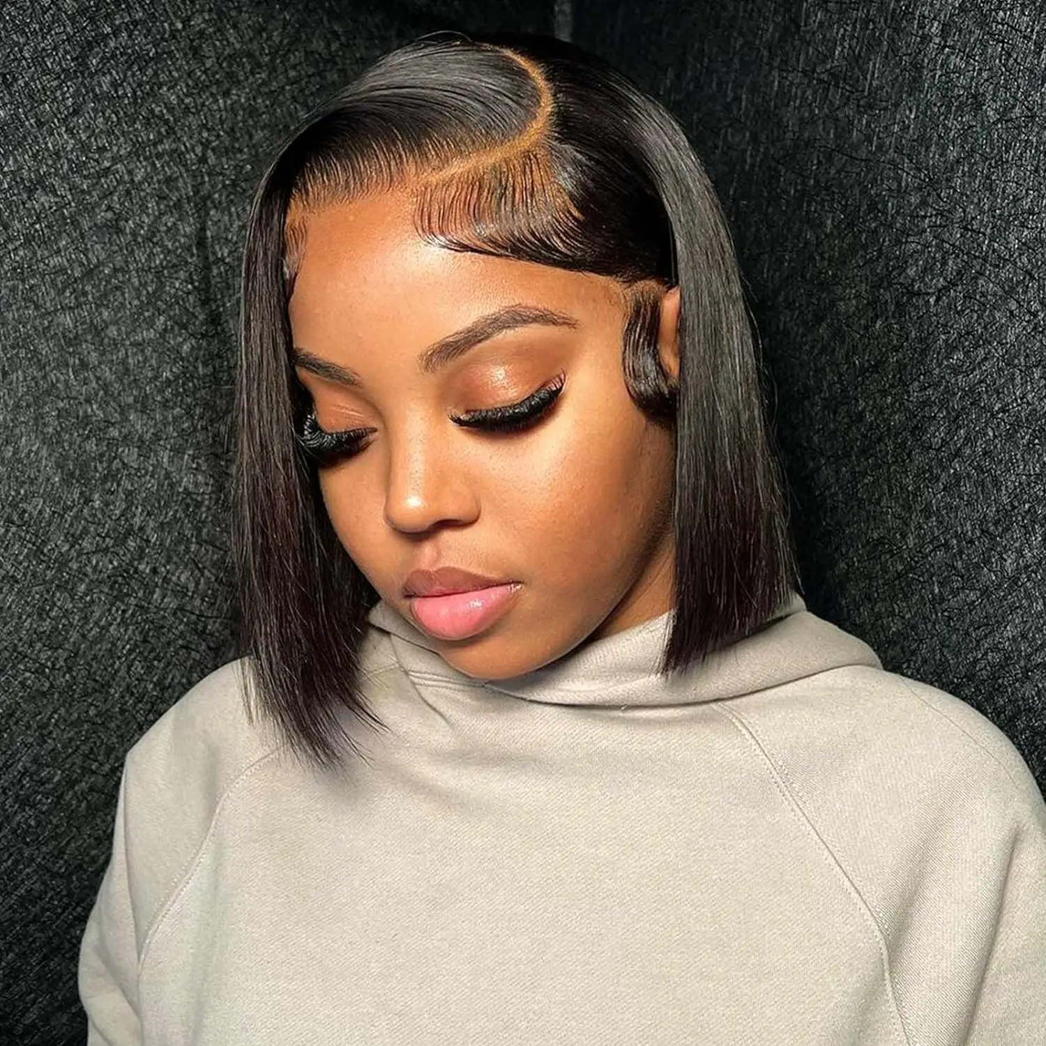 4X4 Lace Closure Bob Wigs 180 Density Straight Wave Pre Plucked With Baby Hair Brazilian Wigs For Black Woman 12 Inch