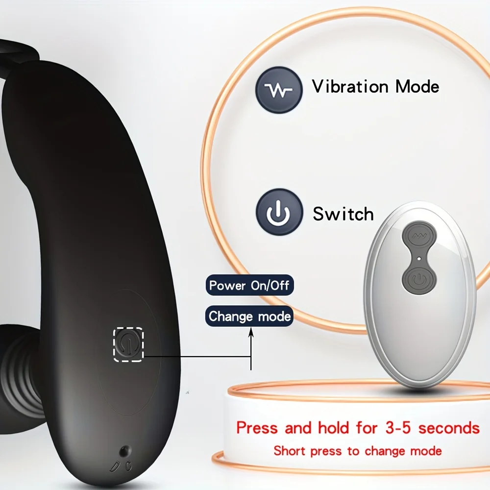 HESEKS Three Motors Thrusting Prostate Massager Male Vibrator Remote Control Vibrating Cock Ring Anal Plug Sex Toy for Men 18+