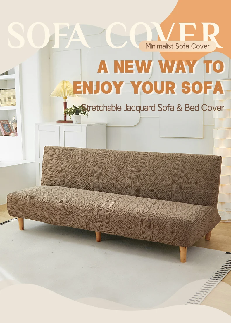 1-teiliger Stretch-Jacquard-Sofabettbezug, Futonbezug für Wohnzimmer, Schlafzimmer, einfacher Stretch-Spritzschutz, hohe Qualität – Detail 4