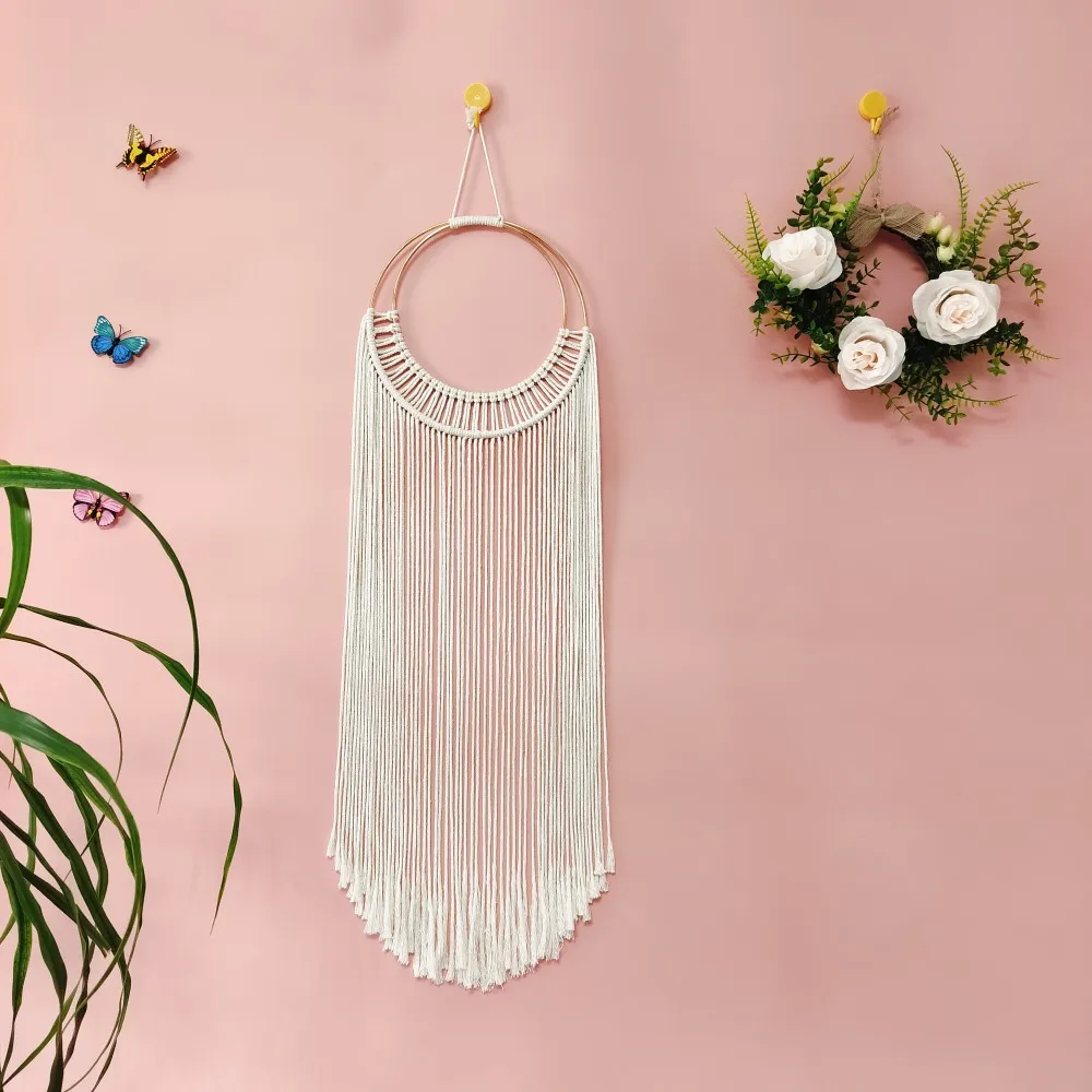 

Macrame Dream Catcher Handwoven Textured Macrame Wall Decor Crafts Natural Fiber Art Wall Hanging Decorations Headboard Backdrop