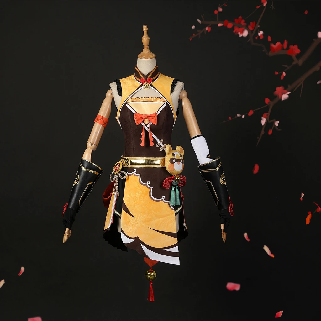 

CostumeBuy Genshin Impact Xiangling Cosplay Costume Women Dress Halloween Party Outfit Uniform with Accessories