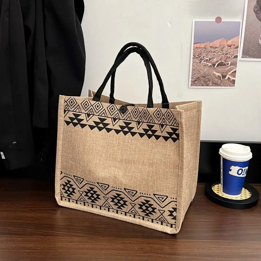 Vintage koreańska torba Tote w stylu Casual, damska ramię eko torby płócienne w stylu narodowym kobiety recyklingują torba na zakupy torbę do przechowywania — zdjęcie 2