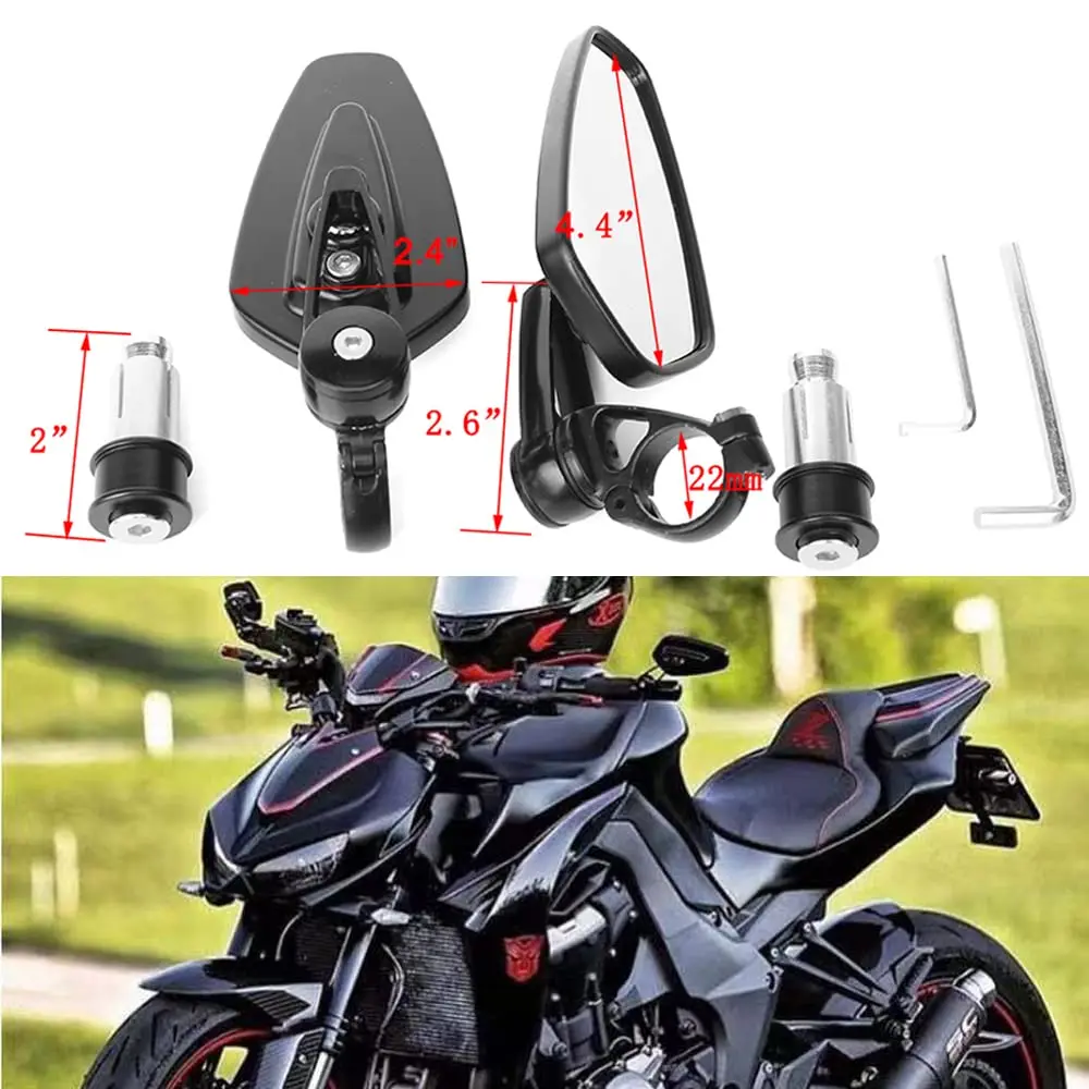 7/8" 22mm Motorcycle Handlebar End Mirror For Harley Yamaha Kawasaki Honda Suzuki HandleBar Rear View Side Mirror  7/8" 22mm image 3