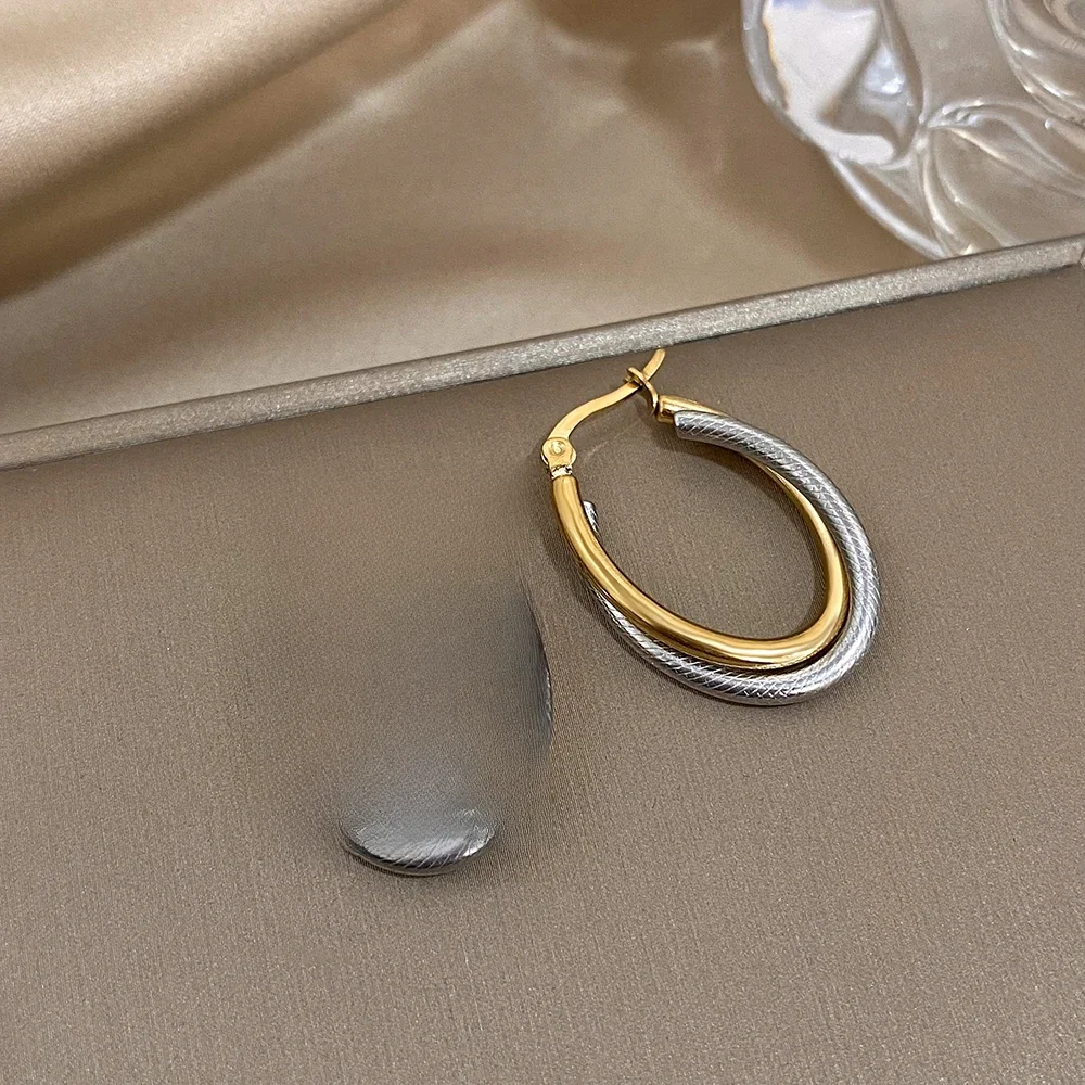 Kolczyki ze stali nierdzewnej w kształcie litery U Kobiety Klasyczna moda Minimalistyczne kolczyki kółka Wodoodporne codzienne akcesoria jubilerskie — zdjęcie 2