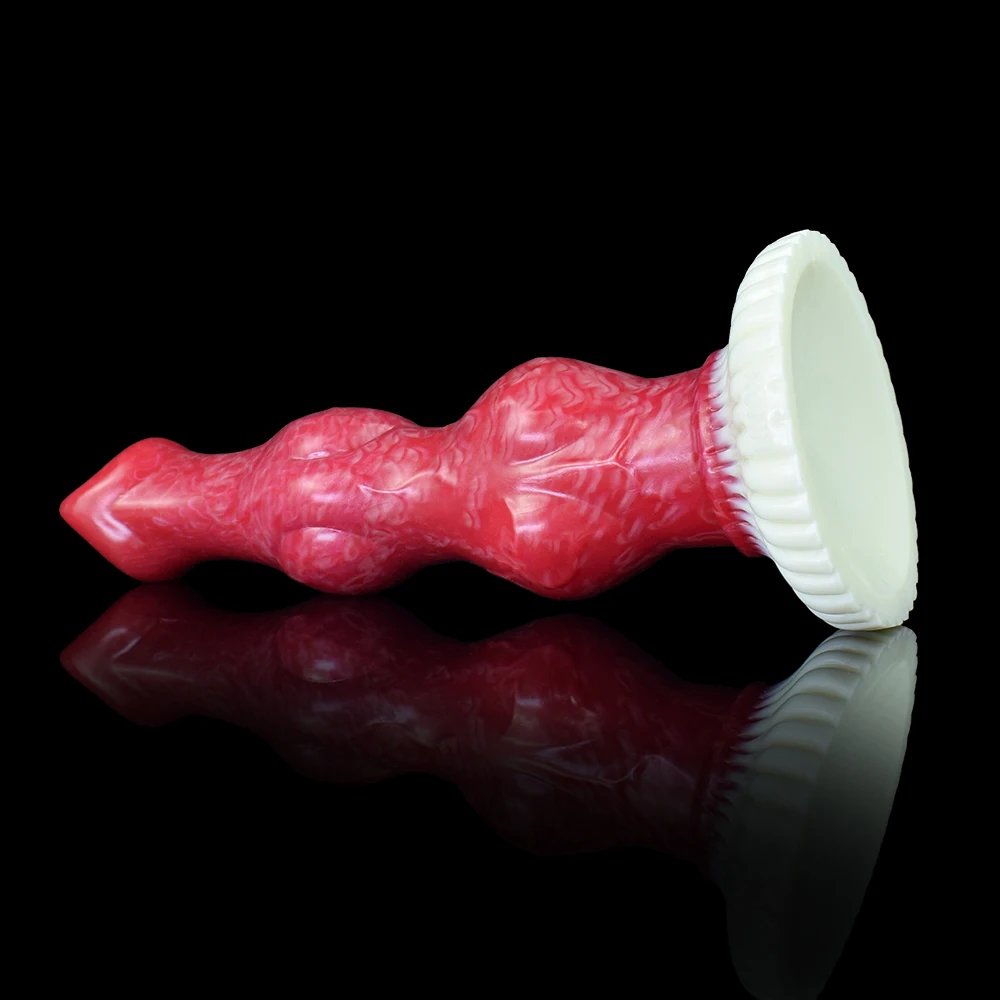 FAAK Silicone Anal Beads With Sucker Red Large Knot Dog Dildo Sex Toys For Women Men Unisex Erotic Products Butt Plug