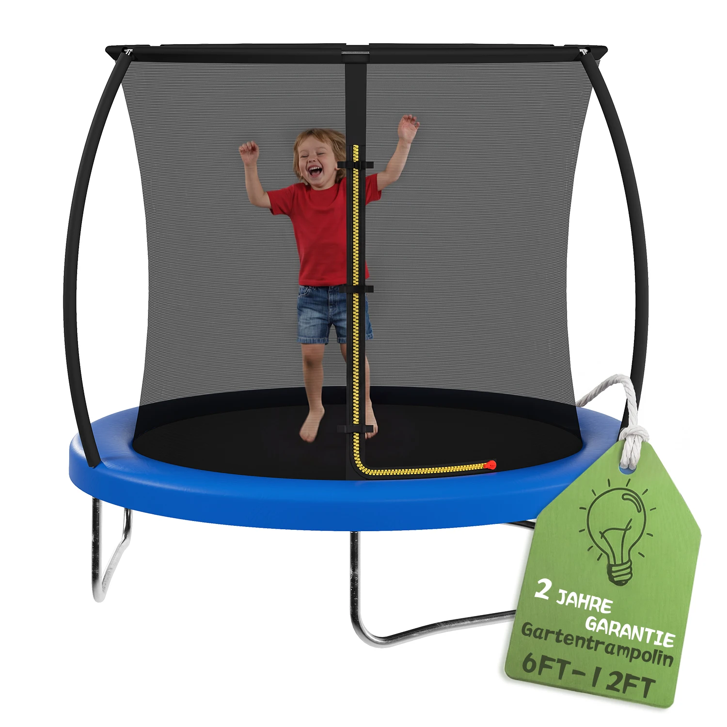 Devoko Trampolin Outdoor Ø 183cm Komplettset mit Sicherheitsnetz, Leiter, Randabdeckung & Montagezubehör