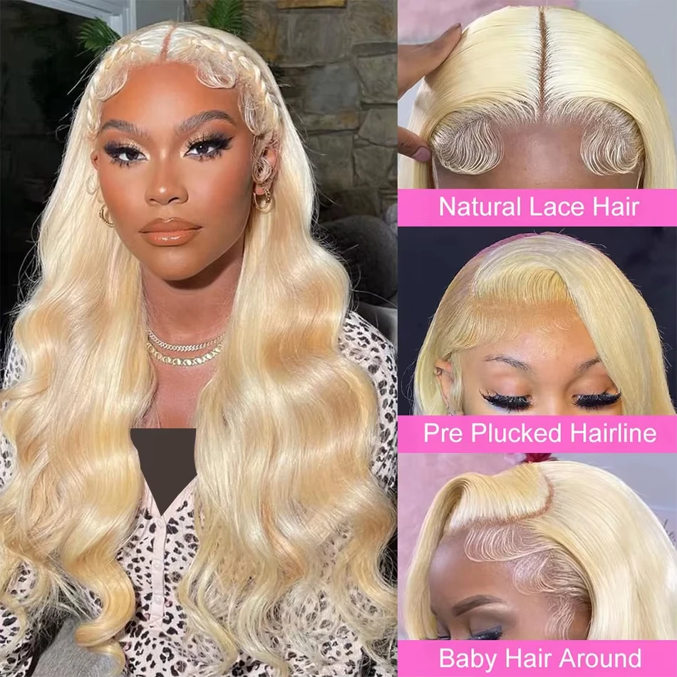 Peluca con malla Frontal rubia ondulada 613 pelucas frontales completas prearrancadas 13x4 HD transparente encaje 13x6 peluca de cabello humano para mujeres negras