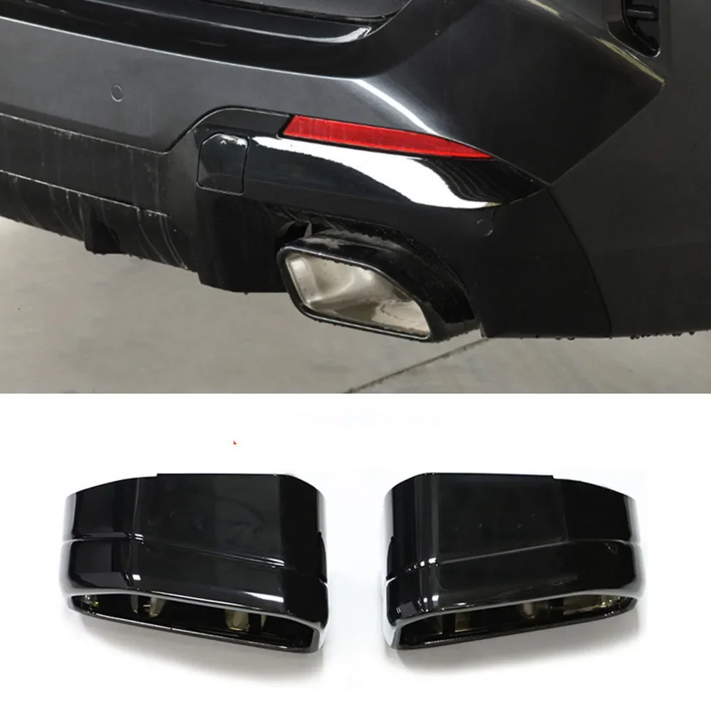 1 Paar Zwarte Auto Uitlaat Tip 304 Roestvrij Stalen Vierkante Uitlaat Voor Bmw X3 G01 X4 G02 2019 2020 X Serie Uitlaat Tip Nozzle - afbeelding 2