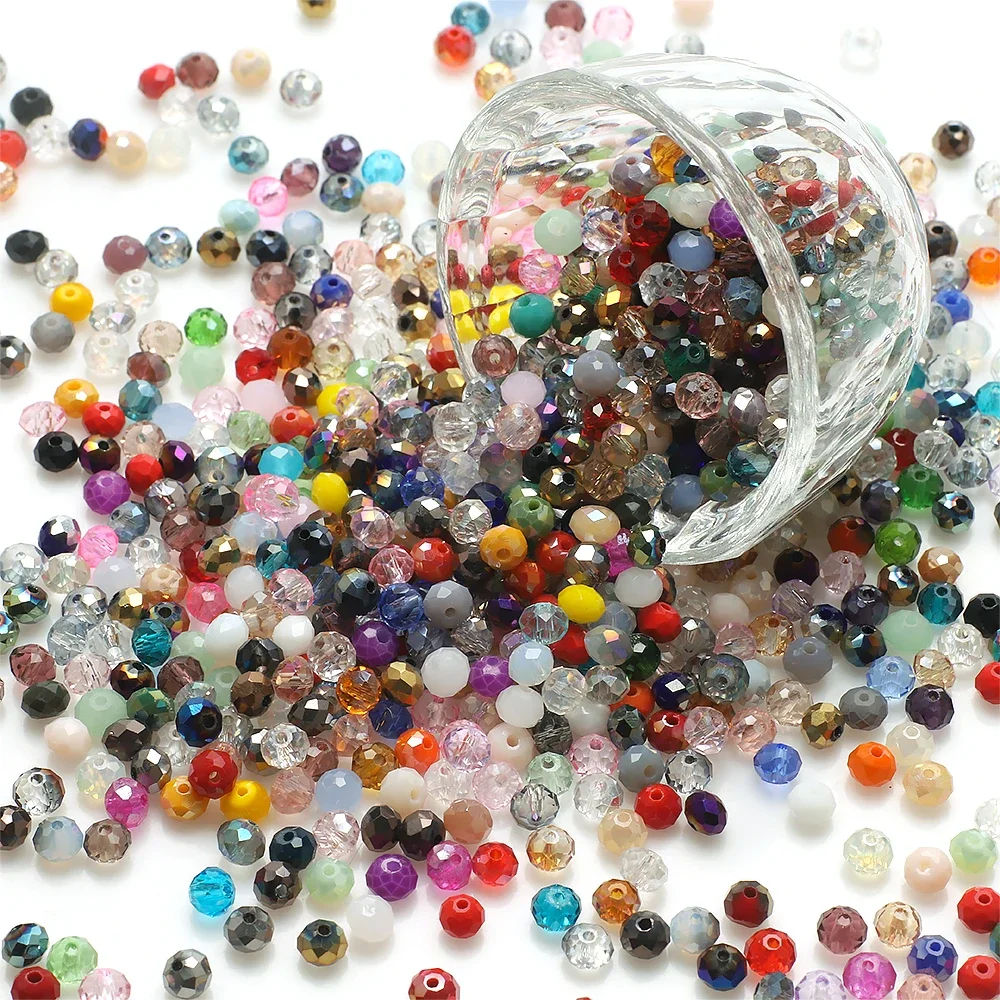 500 stks/partij 4MM AB Kristalglas Rondelle Facet Losse Spacer Ronde Kralen voor DIY Maken Ketting Armband Sieraden accessoires - afbeelding 2