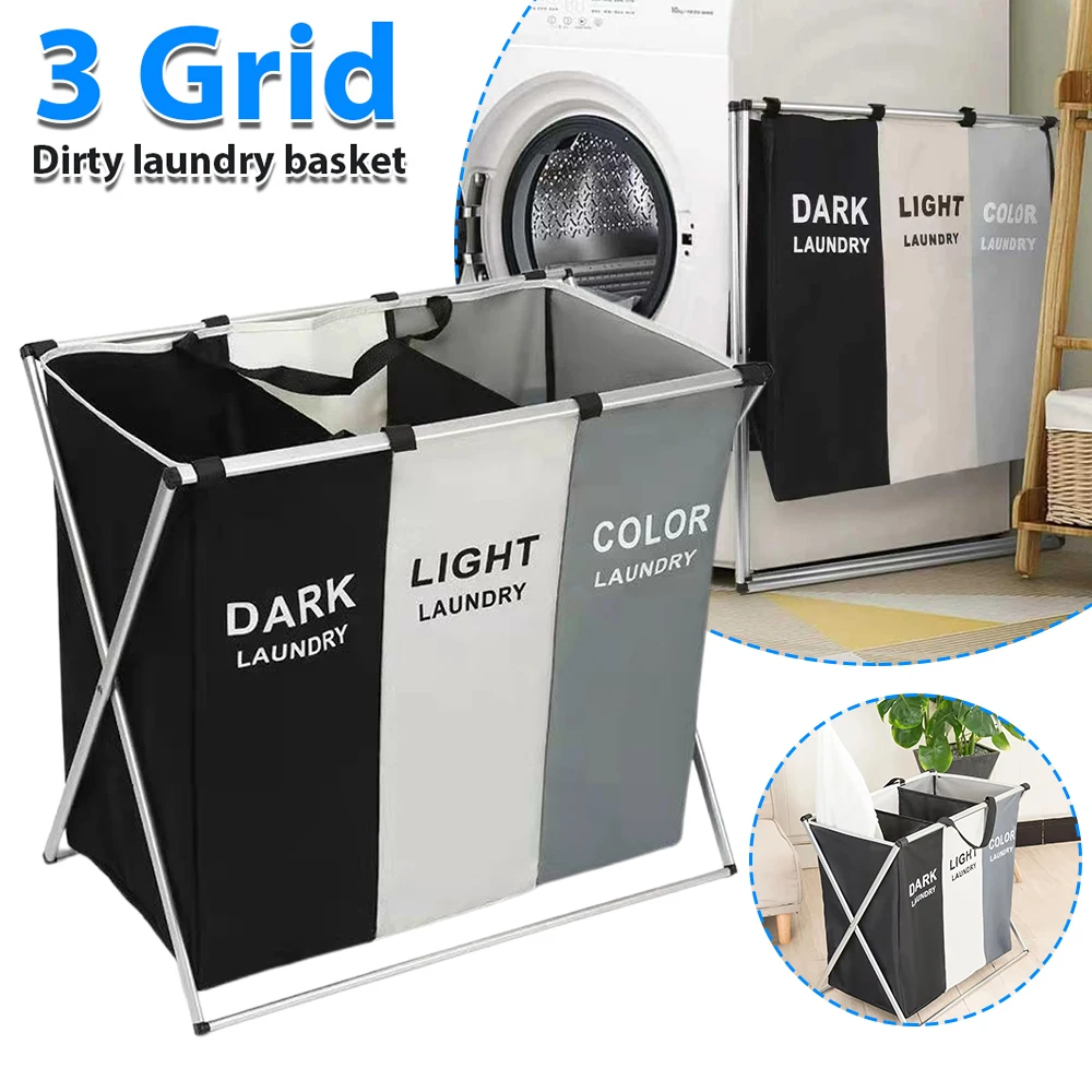 Panier à linge pliable avec poignée, sac de rangement en maille et Oxford imperméable, panier portable pour vêtements, jouets, organisateur domestique