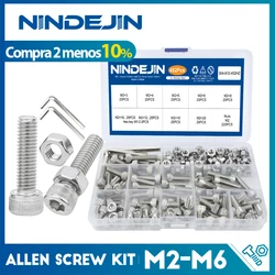 NINDEJIN – kit de vis à tête allen m2 m2.5 m3 m4 m5 m6, jeu d'écrous en acier inoxydable, douille hexagonale, DIN912