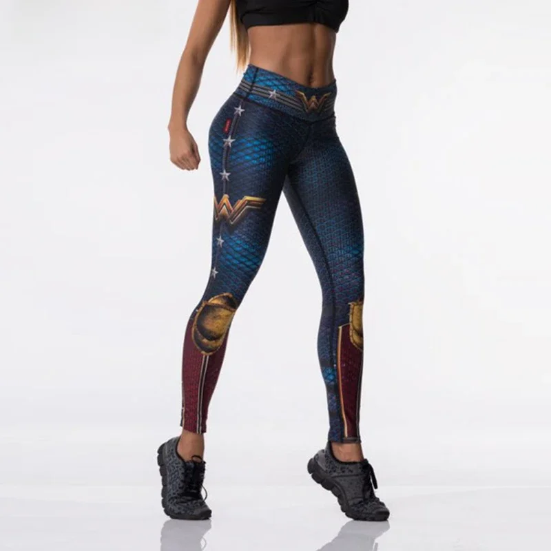 Damskie legginsy sportowe 3D Print elastyczne spodnie do jogi z wysokim stanem superbohater legginsy siłownia Fitness legginsy do biegania spodnie odzież sportowa kobieta — zdjęcie 2