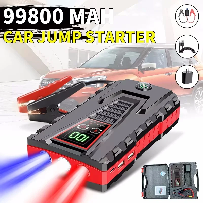 99800mAh Car Jump Start Power Bank 2500A 12V Portable Car Battery Starter Emergency AUTO Booster Start Start