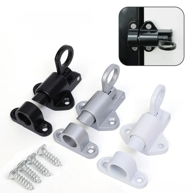 Serrure à boulon de porte et fenêtre à ressort polyvalente, mécanisme de rebond Durable de sécurité à fermeture automatique et automatique avec loquet à anneau de traction de sécurité