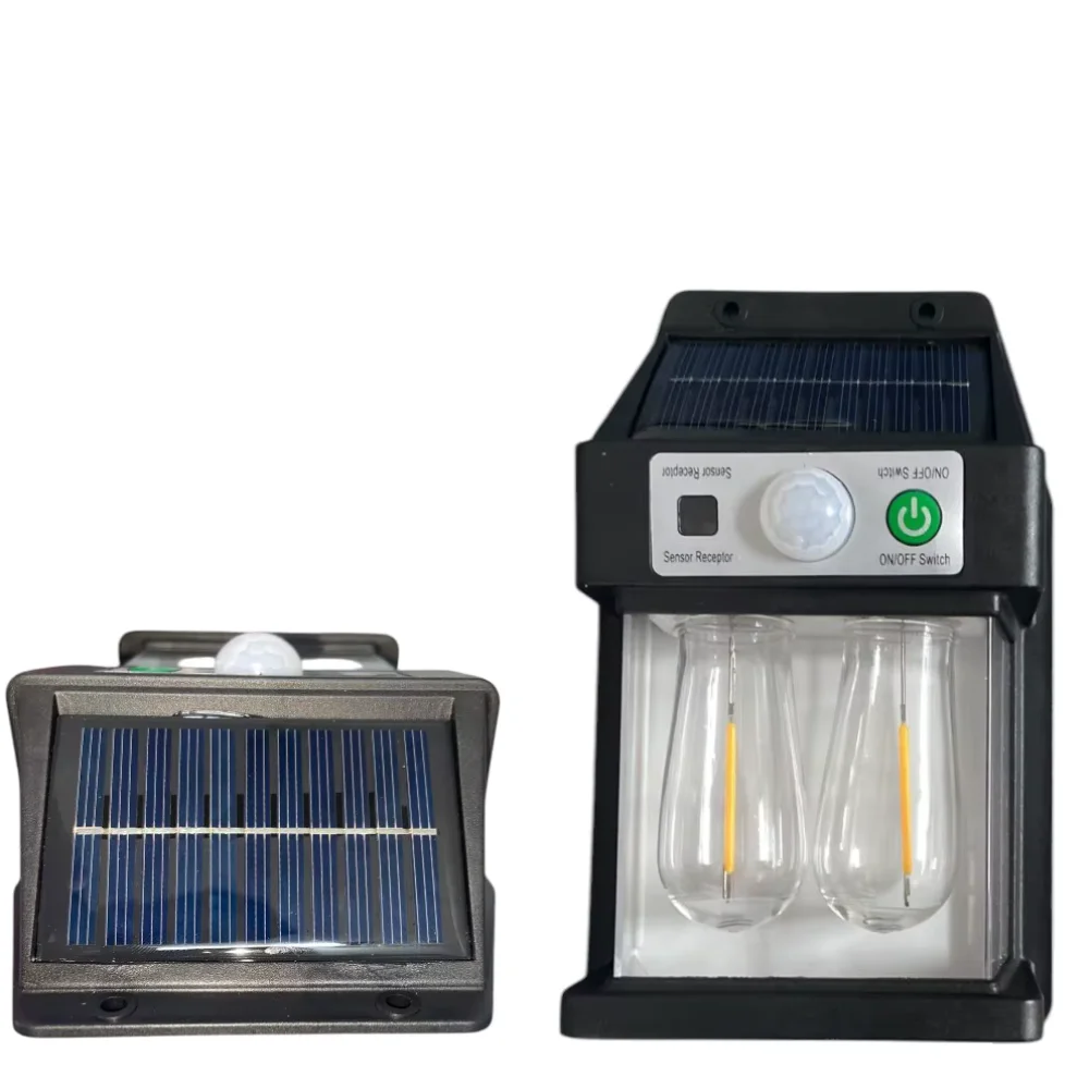 مصباح شمسي مزدوج LED ، فانتيرا مضيء ، مستشعر De Presque E Movimento