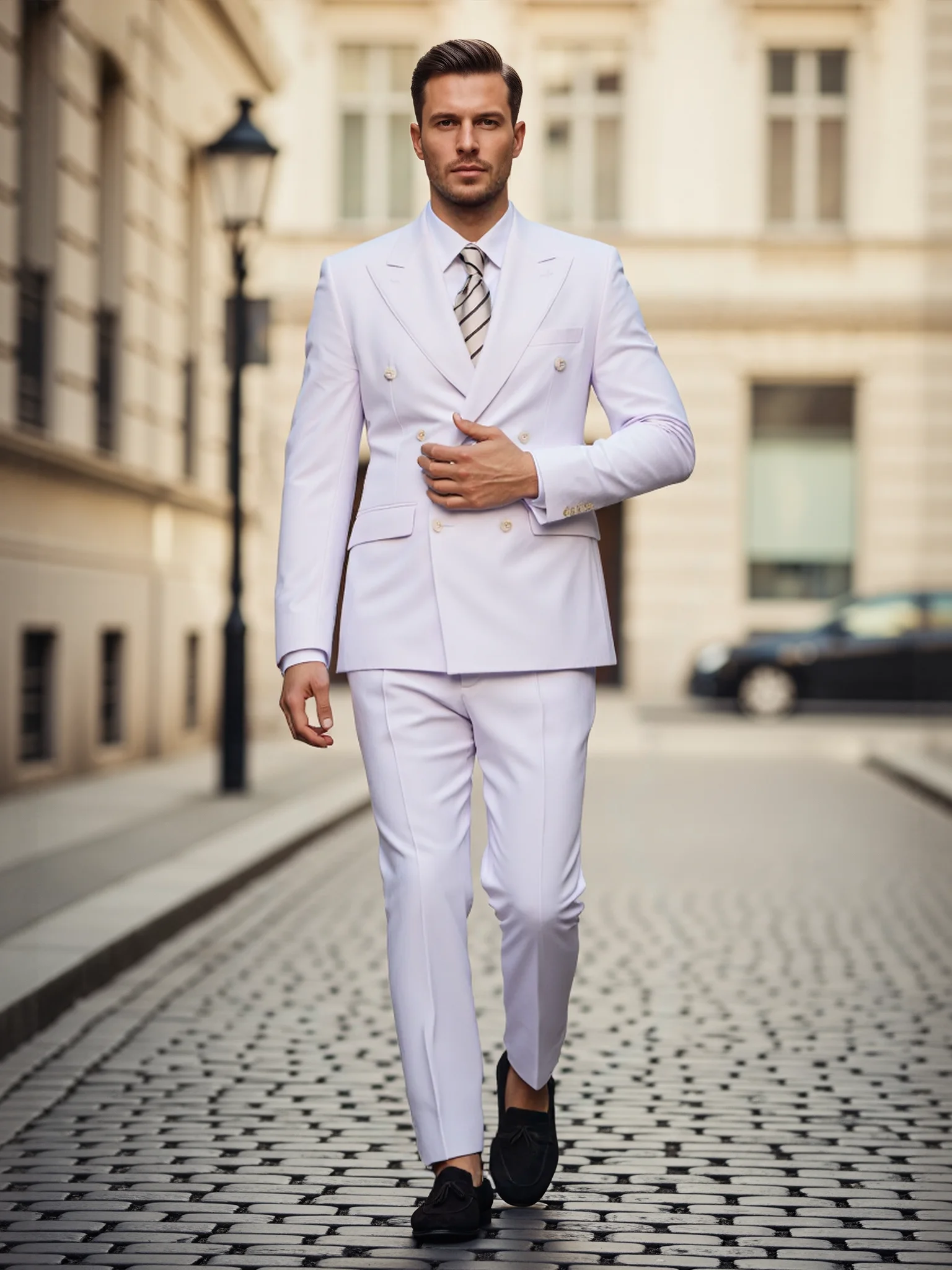 

Mint Green Double Breasted Men's Suits Six-buttons 2 Piece Set Blazer Pant Custom Made Wedding Tuxedos Male Prom Party Suits