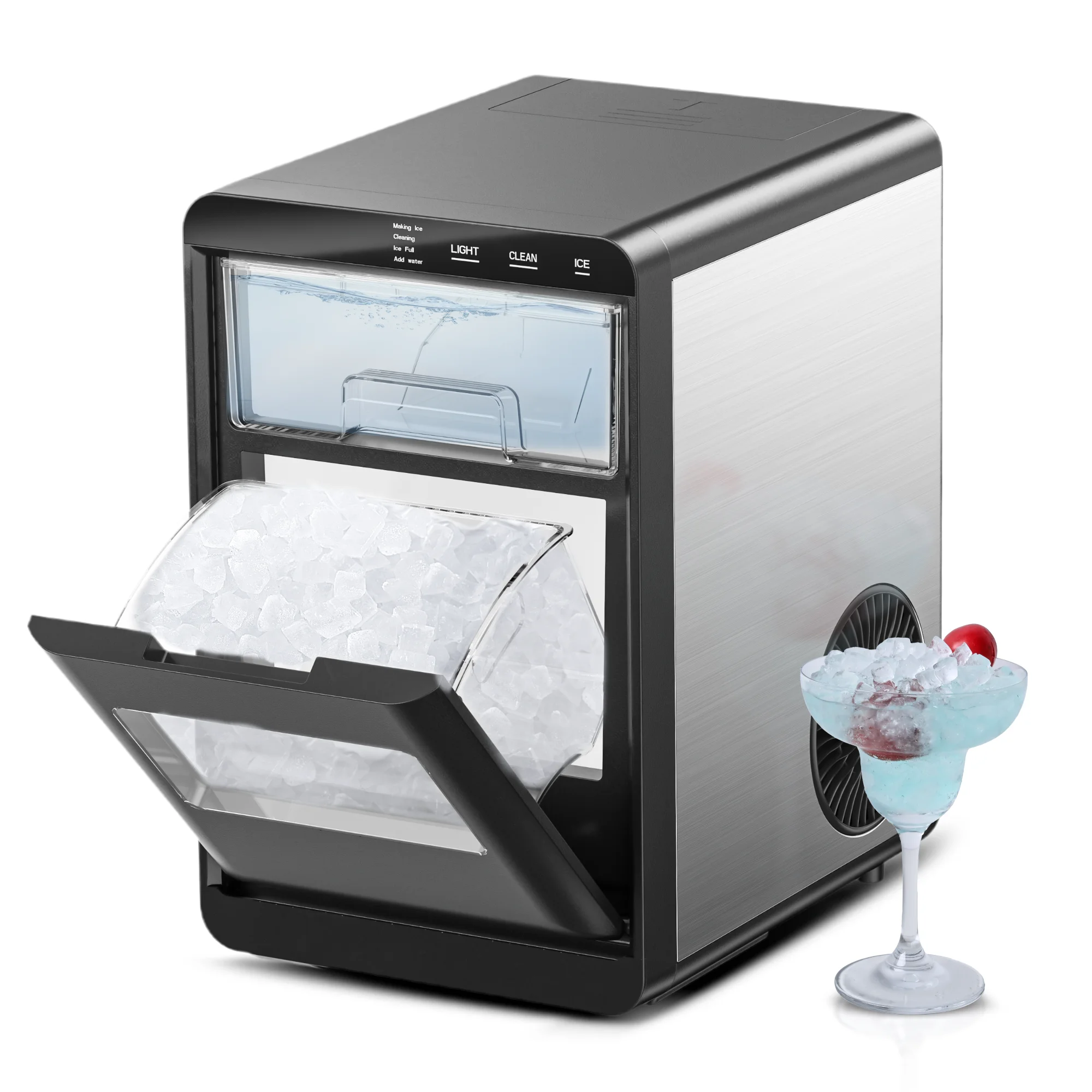 Nugget Ice Maker Countertop,43bs/24H,Self-Cleaning Pellet Ice Machine with Ice Scoop&Basket for Home/Kitchen/Party