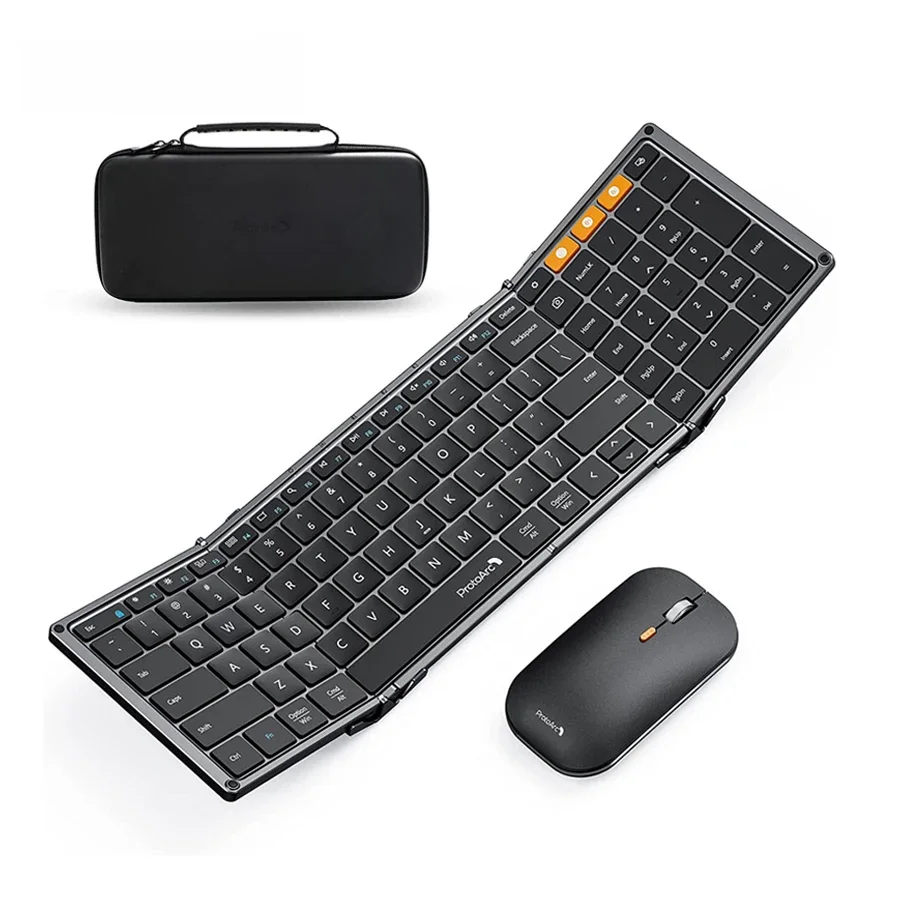 ProtoArc-XKM01 Tri-Fold Combo de teclado e mouse sem fio, Bluetooth, 2.4g, tamanho completo, 105