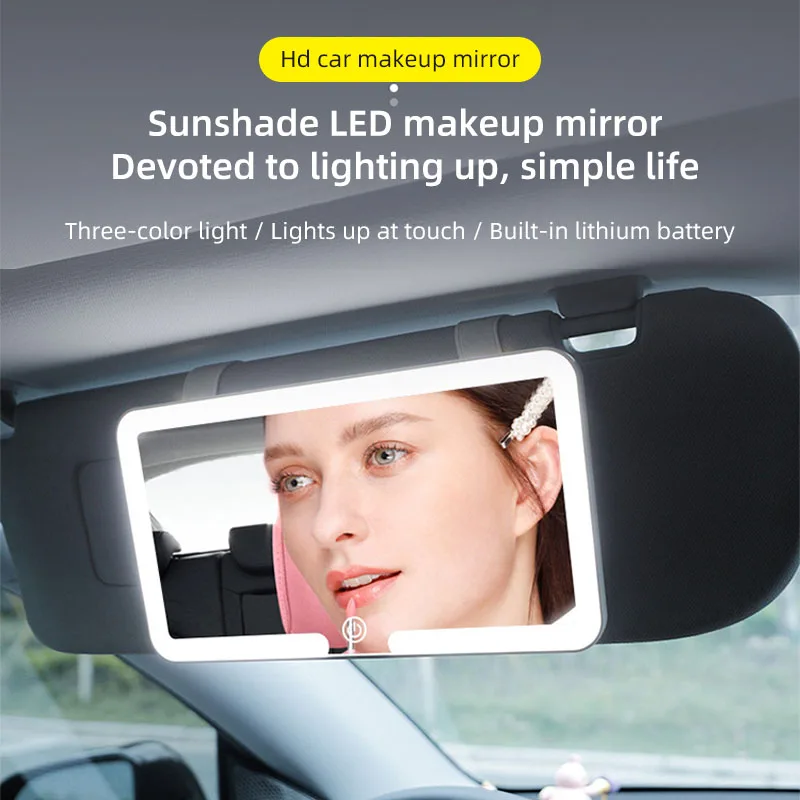 

Car makeup mirror 3x enlargement HD sun visor co-driver car LED three-color adjustable makeup mirror