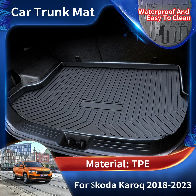 

Коврик для багажника Skoda Karoq NU7 2018 ~ 2023 2022 2021 TPE, водонепроницаемый защитный коврик для багажника, аксессуары для коврика