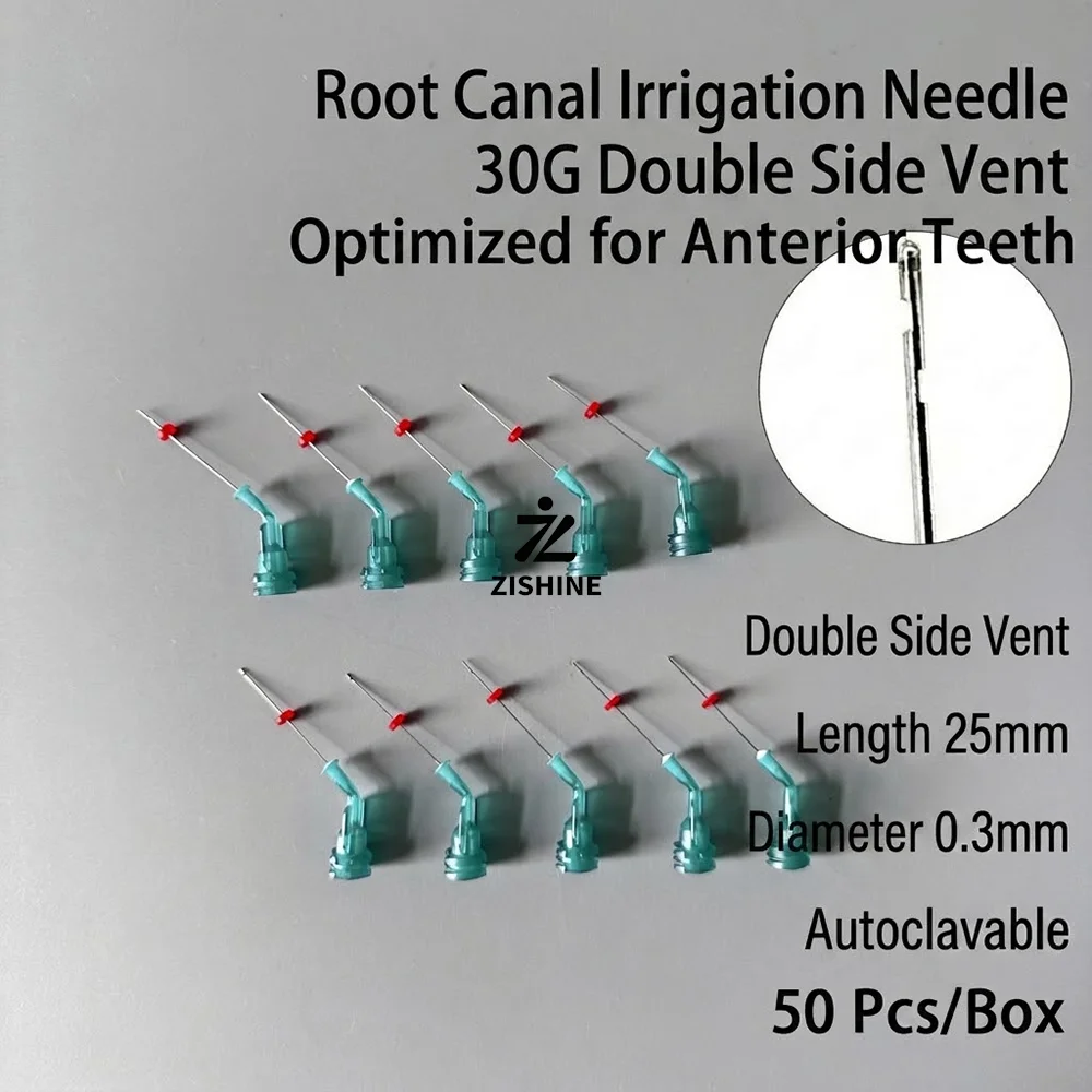 50/100Pcs Dental Root Canal Irrigation Needle 30G Double Side Vent Endo Syringe Tips Optimized for Anterior Teeth Autoclavable