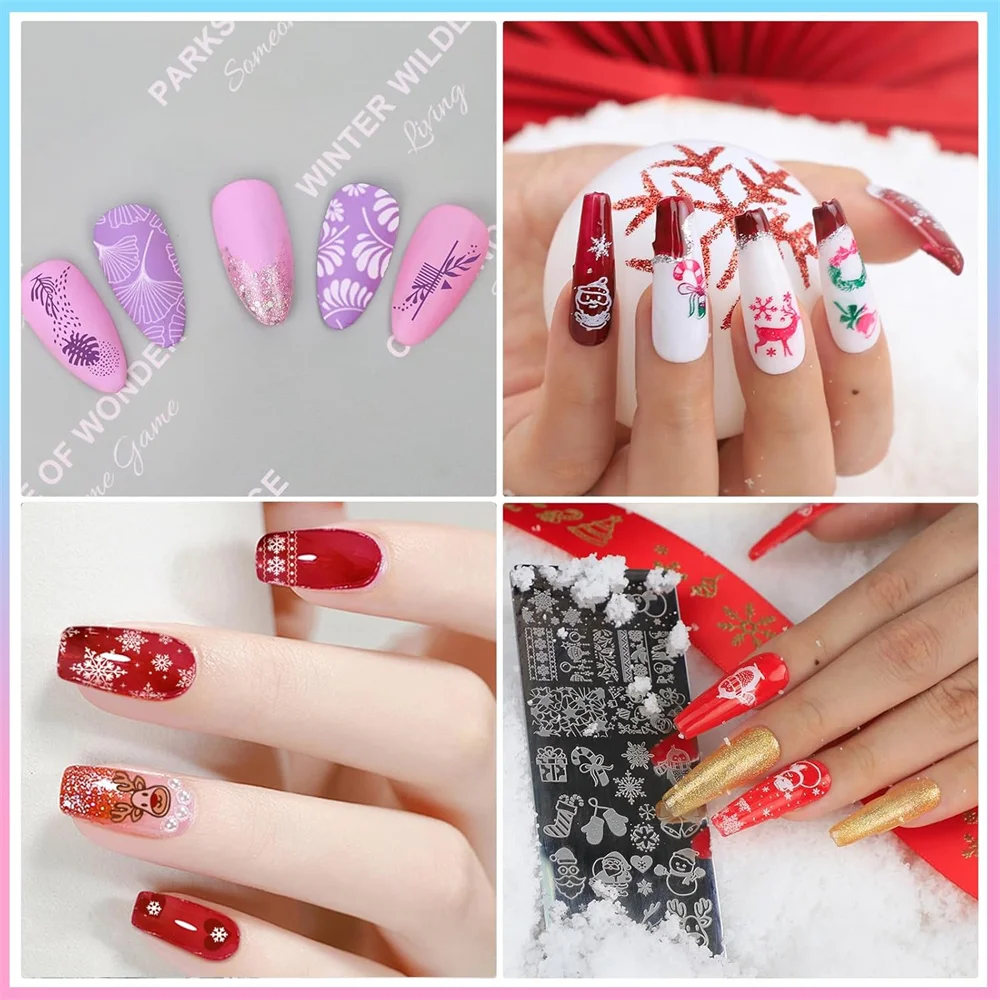 Biutee conjunto de placa de carimbo de unhas, flor de renda, borboleta, estrela, rosa, design de imagem de unha, kit de modelo de carimbo de unha, ferramenta de placa
