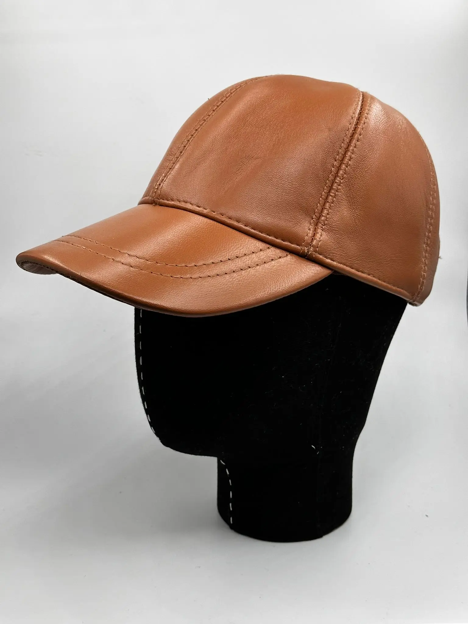 100% Leather Hat, Handmade, Unisex, Lined Inside, Adjustable Size, Velcro Fastener, 8 Piece Leather Hat