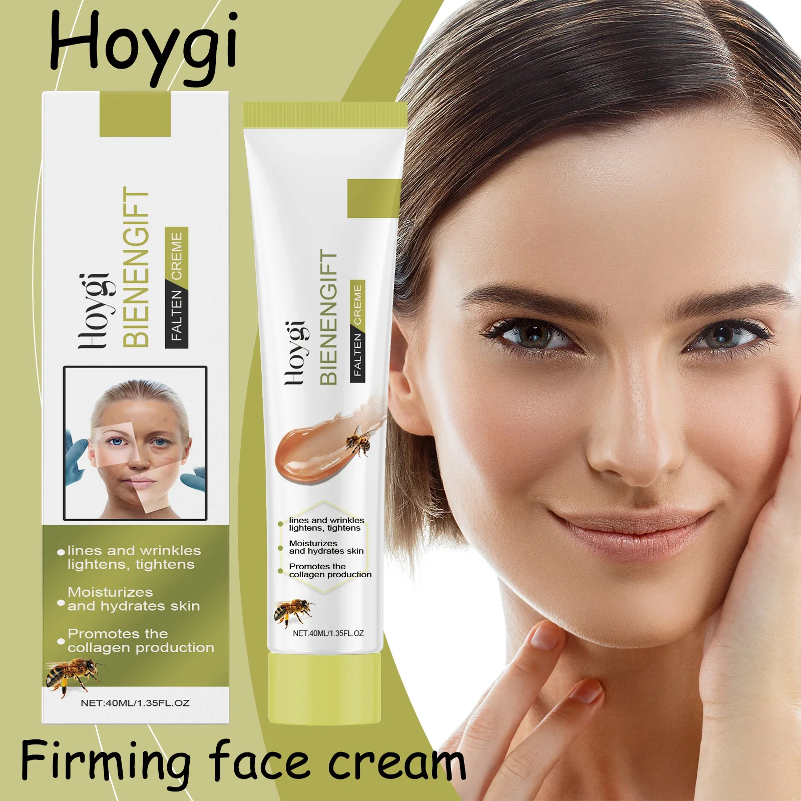 

Hoygi Bee Venom Face Cream Gentle Nourishing Moisturizing Improve Skin Elasticity Firming Lifting Fade Fine Lines Face Cream