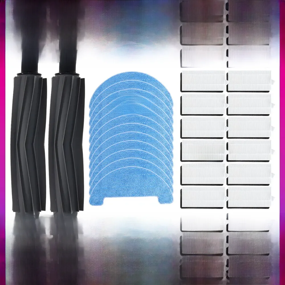 Compatible avec les pièces pour aspirateur robot AMIBOT Animal H2O Connect - Rouleau principal, Brosse latérale, Couverture de chiffon de lavage, Filtre Hepa
