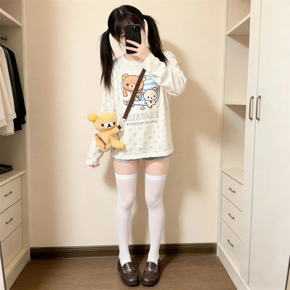 Fashion Cute Bear Print Tops Slim Fit Long Sleeve Round Neck Tshirts Female Casual Streetwear Base Tees Versatile Trend