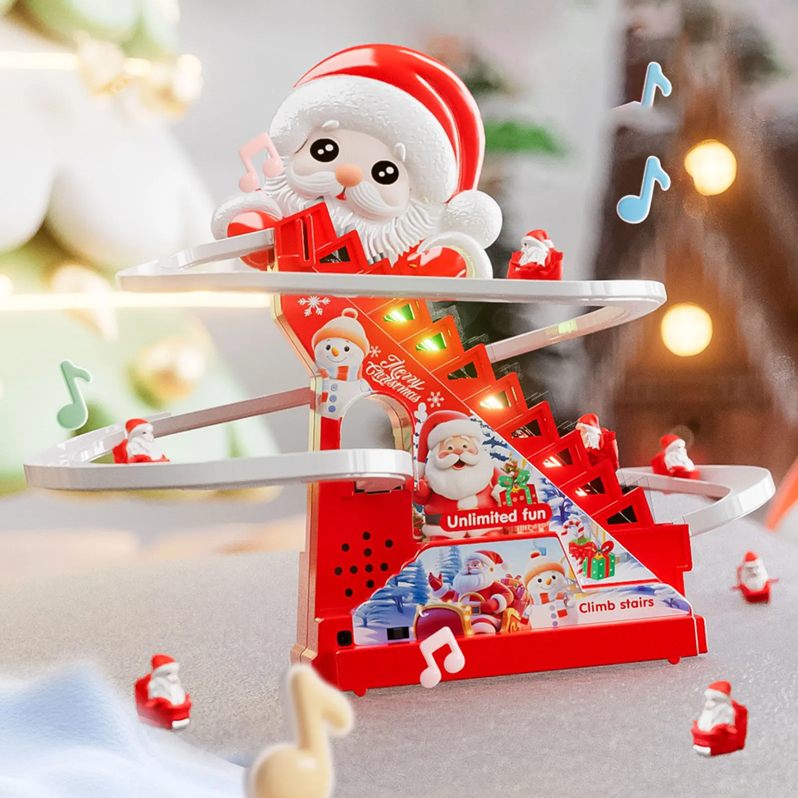 รถไฟเป็ดขึ้นบันได รถของเล่นรางไฟฟ้า ตัวต่อเสริมพัฒนาการ รถไฟฟ้าของเล่นมีไฟและเสียง สำหรับเด็ก ของขวัญวันเกิด