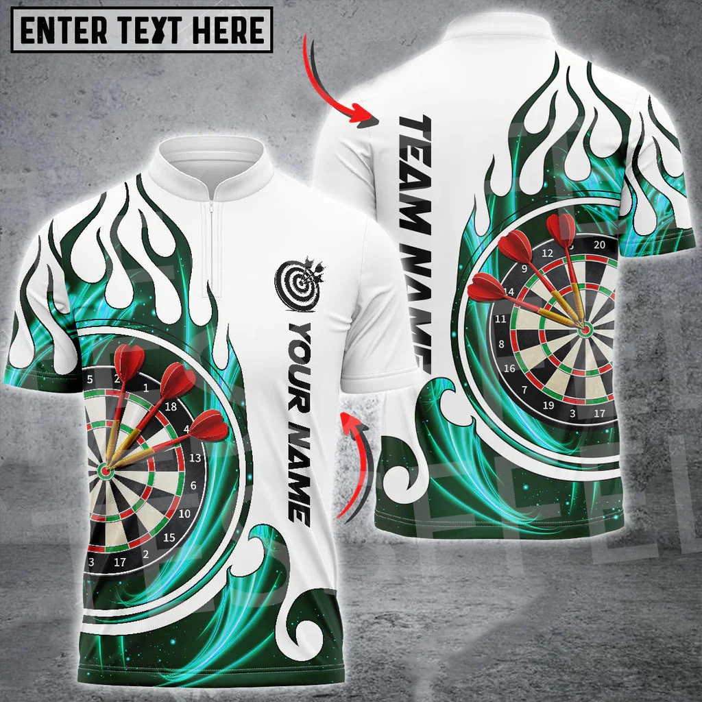 Custom Name Darts Jersey Sports Player Tattoo 3DPrint Summer Casual Funny Zipper Polo Shirts Streetwear Short Sleeves T-Shirts R