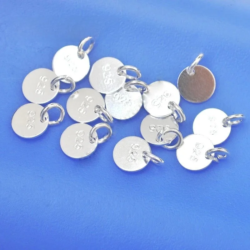 Biżuteria ustalenia dysk hurtownie 100 sztuk 925 Sterling Silver płaskie komponenty + Jump Ring dla naszyjniki bransoletki — zdjęcie 2