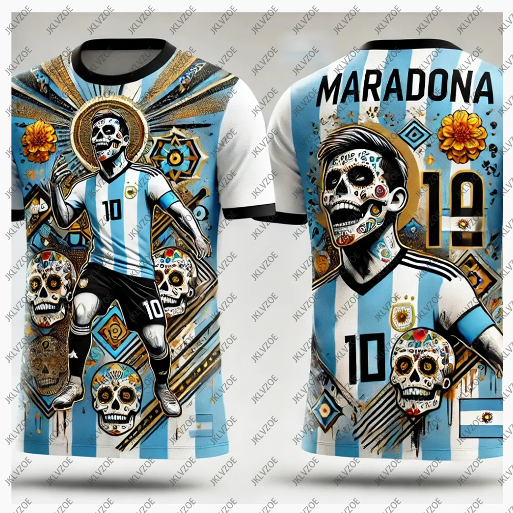 ChatGPT 10 El Día De Muertos Football Jersey Uniform Training Boys Men Tee Maradona Top T Shirt Soccer Jersey Adult Male Clothes