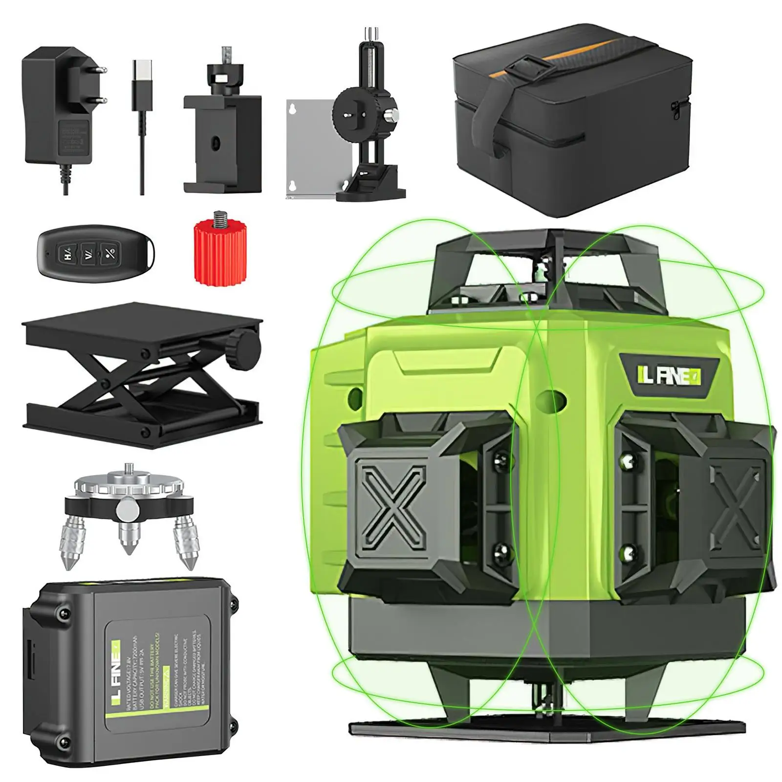 3D/4D Laser Level 12/16 Lines Horizontal And Vertical With Remote Control 360°Self-leveling Green Laser Levels