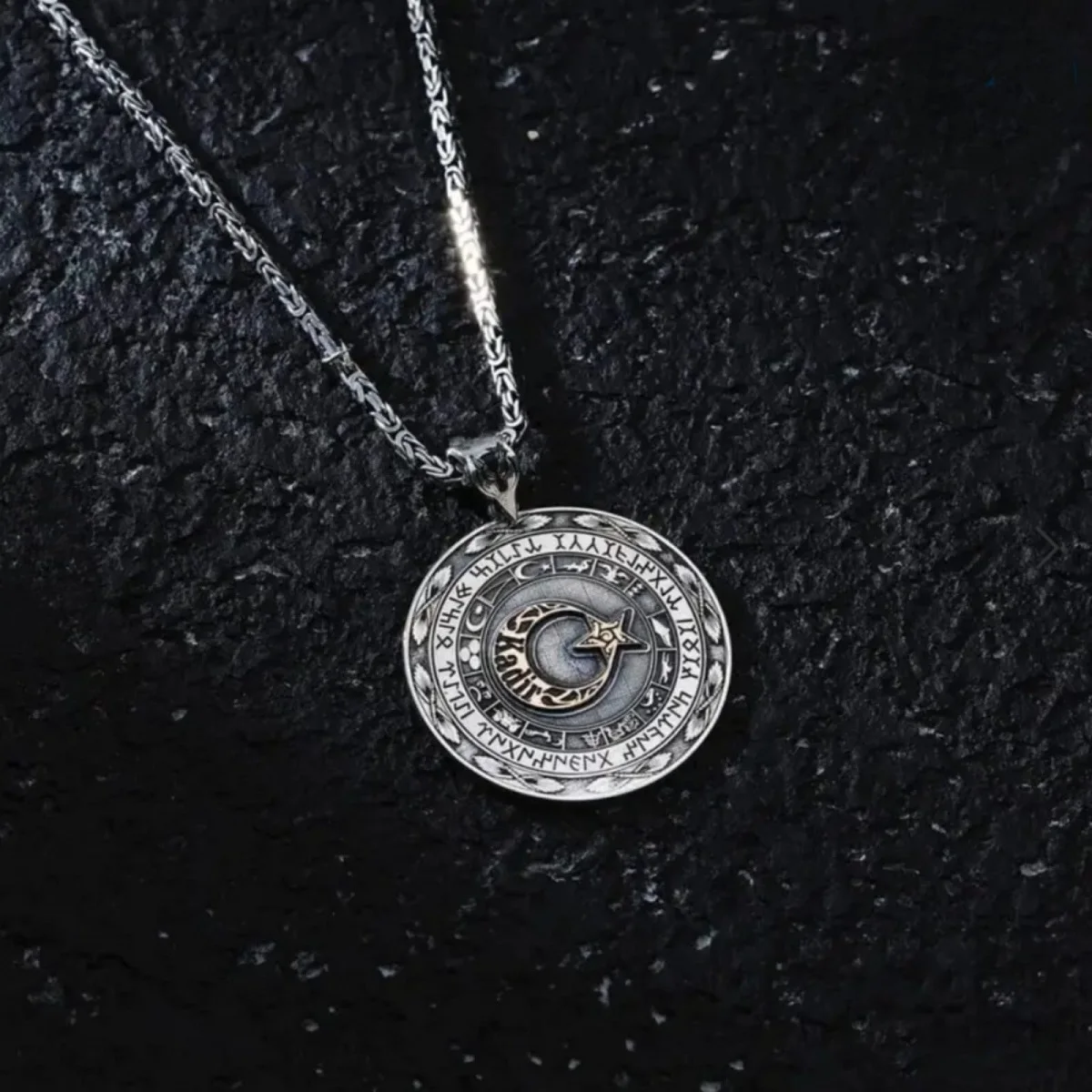 

Göktürk Inspired Moon and Star Personalized Necklace in 925 Silver -