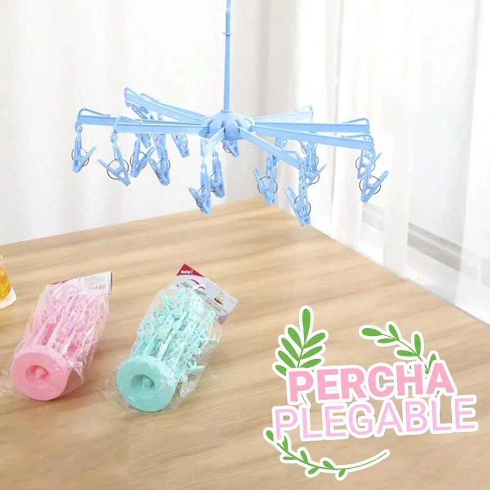 Percha tipo carrusel de plástico. Ropa, calcetines, ropa de bebé. Secado al aire libre. Accesorios del hogar. Herramientas de limpieza y lavado de ropa