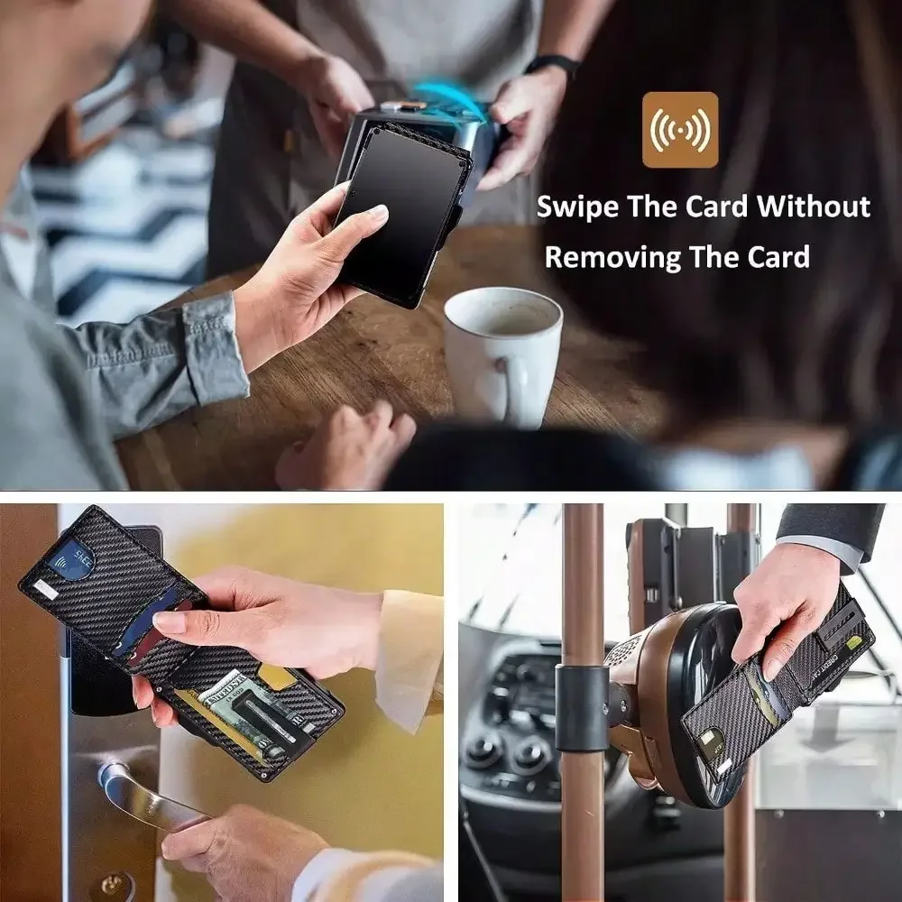Wallet for Men, Mens Minimalist Wallet 9-13 Cards, Slim Compact Wallet with Money Clip & ID Window, RFID Blocking Smart Pop Up C image 6
