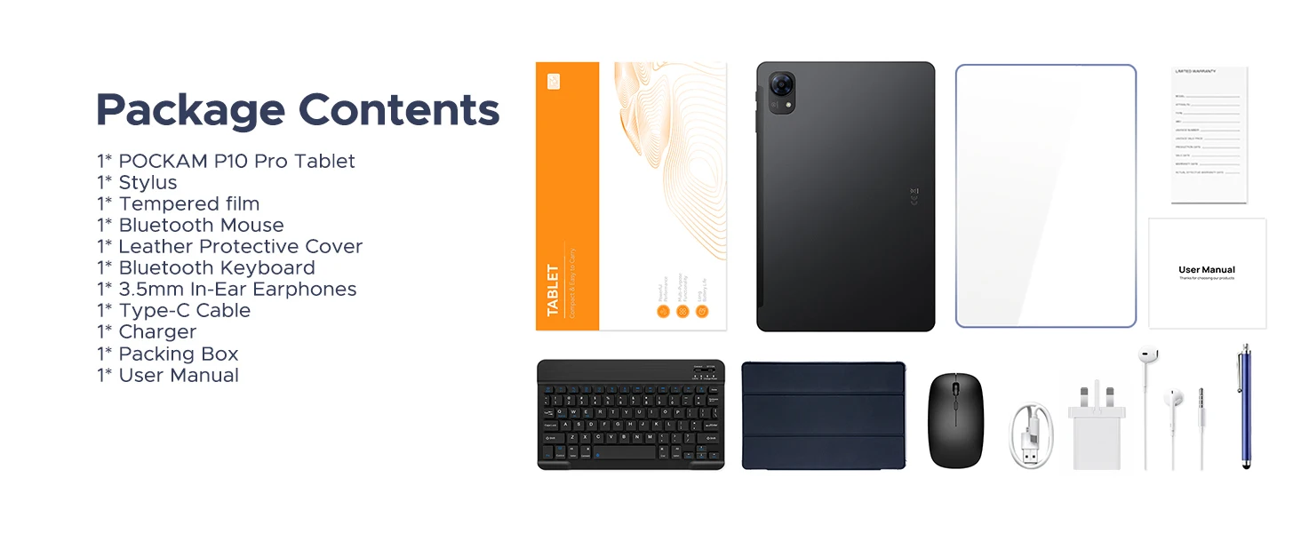 POCKAM P10 Pro Smart Tablet 10.1'' Tablet with 8800mAh Battery, 48GB RAM (8GB+40GB), 128GB ROM, Gemini AI, Android 16, and Widevine L1 support