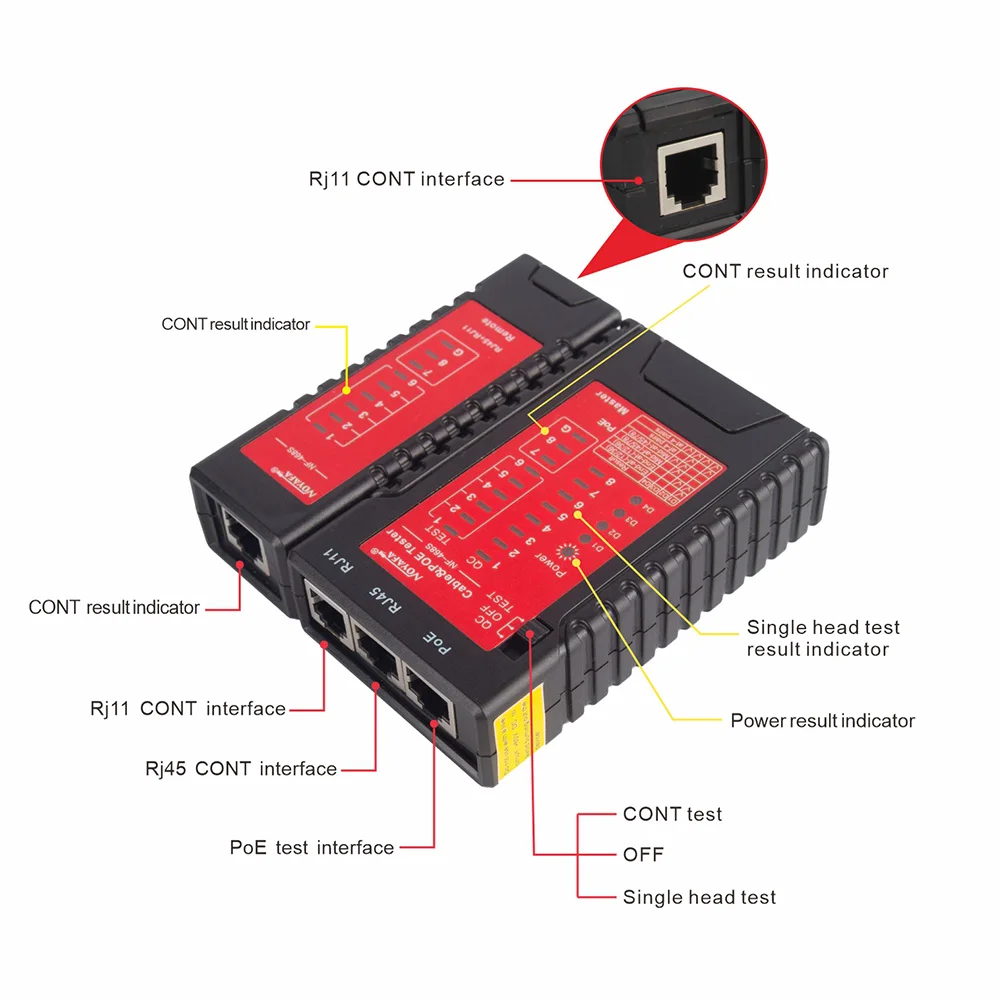 Noyafa NF-468S Portflash Network Cable Tester Tracker Locate Cables On The Switch By The Ethernet Telephone BNC HDMI Repair Tool