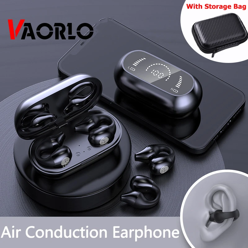 Ear Clip Air Conductive Earphone 5.2 Bluetooth Digital Display Touch Wireless Headset Sports Noise Cancelling Headset for Xiaomi