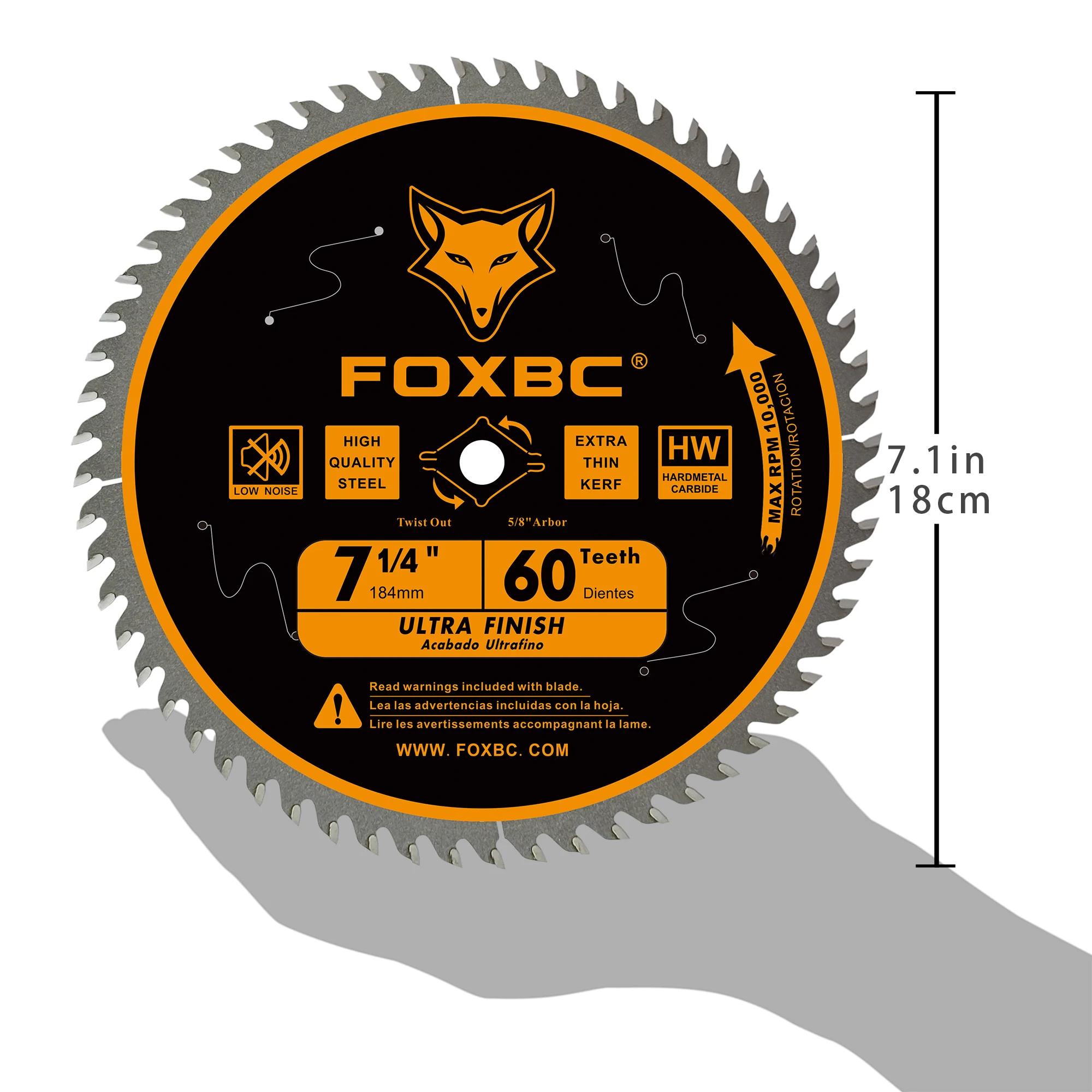 Foxbc 184Mm Cirkelzaagbladen 60T Vervanging Voor Dewalt Dwa171460, Freud Diablo D0760a D0760x