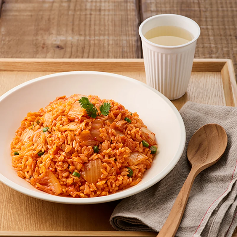 كيمتشي الأرز المقلي الطعام الإبهام ، 3 قطع