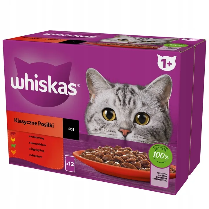 Whiskas bolsita para adultos, comidas clásicas, 12x85g