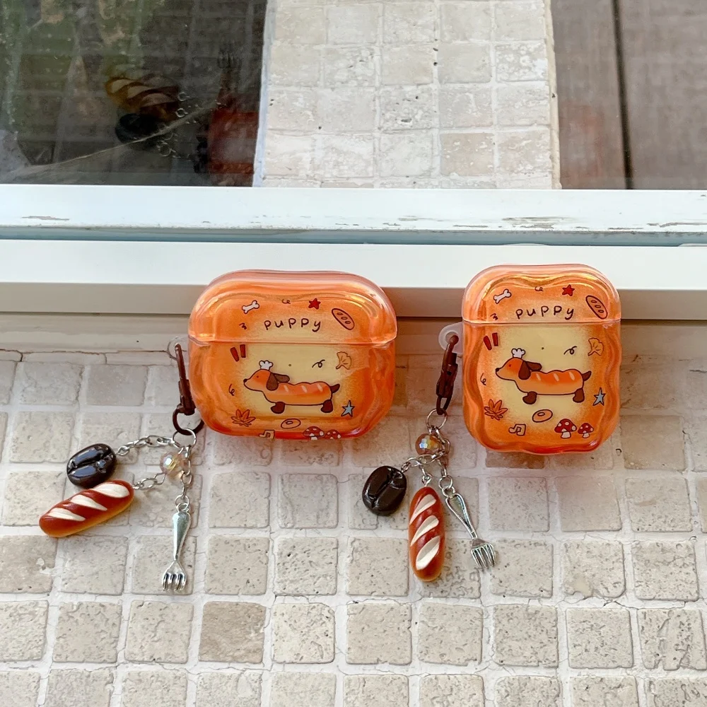 

Cute baguette dachshund headphone protective case, suitable for AirPods 4/3/2 Pro/2/3, new shockproof headphone protective case