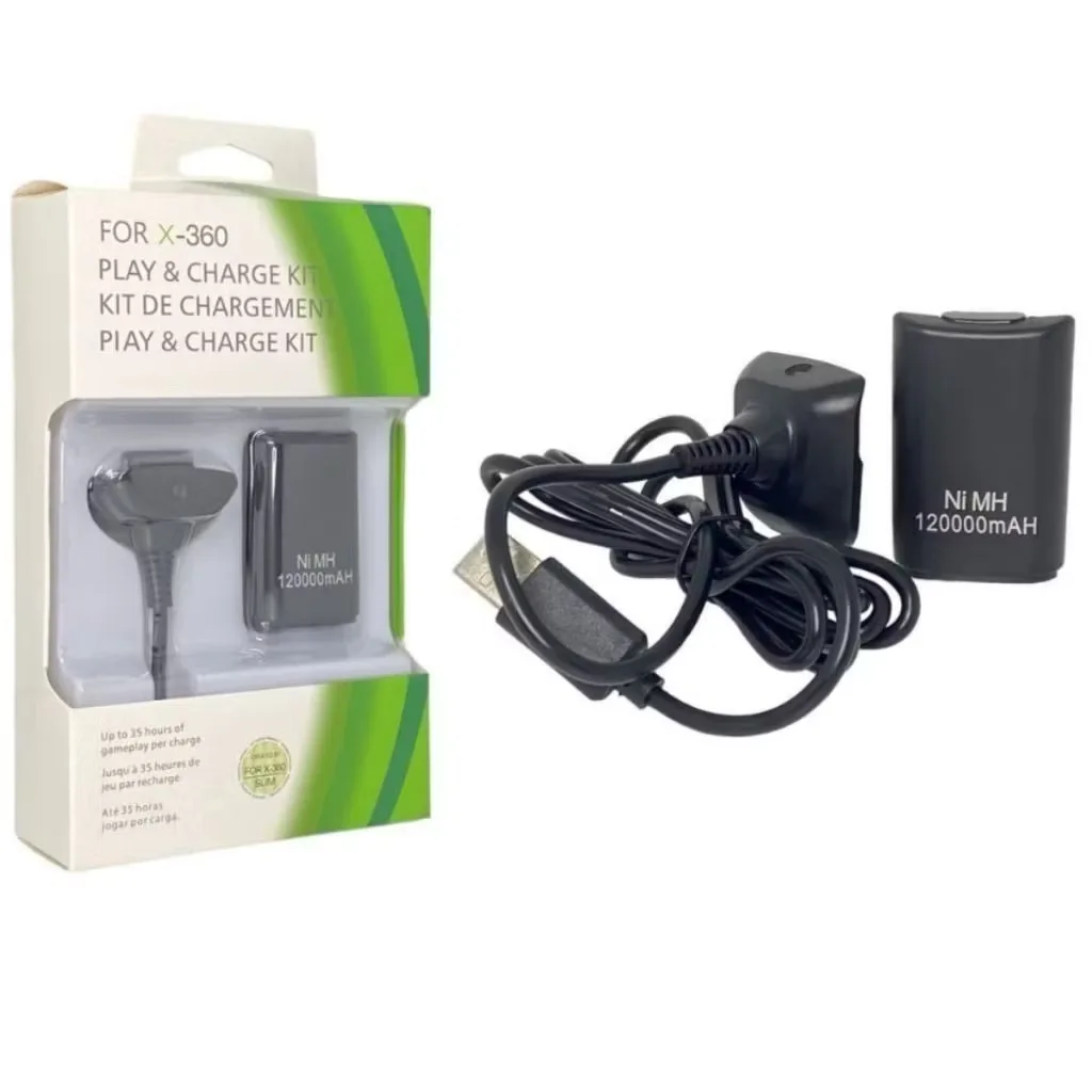 Battery P/ Control Xbox 360 + 1 Cable Charger 1.4m Top Quality Saves Batteries Practical Wire Battery Fast Charging